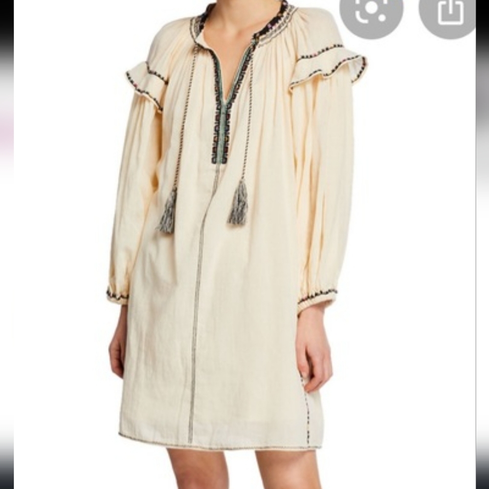 Isabel Marant Women's Size 40 ( 10, M-US) Long Sleeve Dress Tassels Embroidered